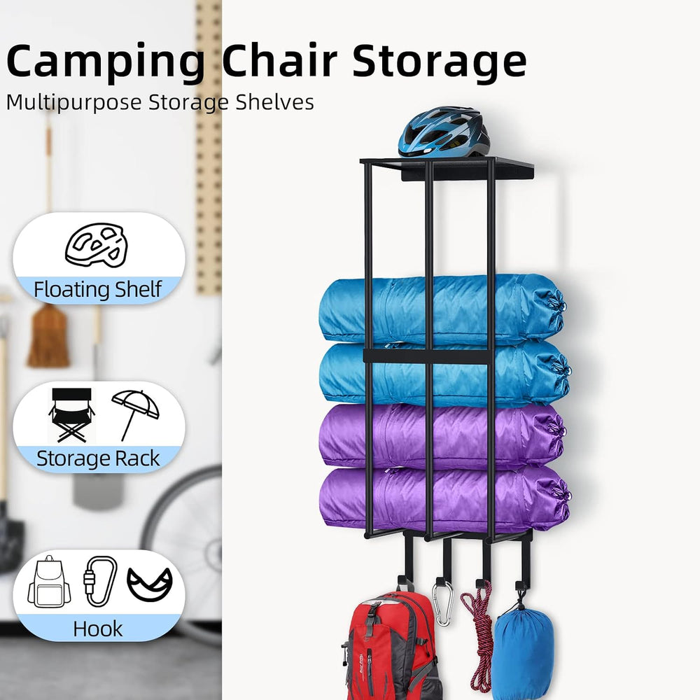 Camping Chair Wall Storage for Garage, Metal Camping Chair Storage Rack Wall ...