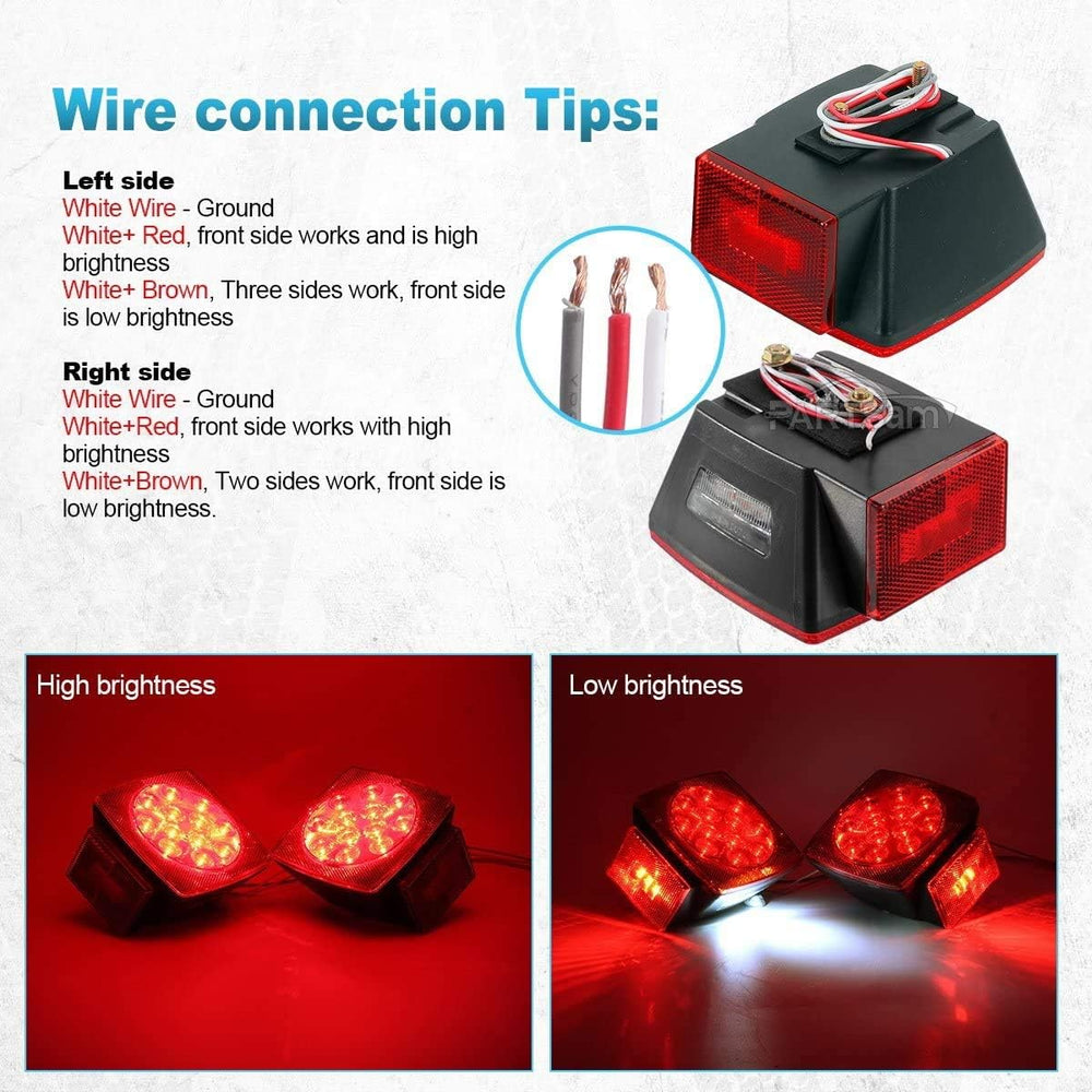 Partsam Submersible Trailer Lights Kit 12V, Square LED Kits, Marker Lights