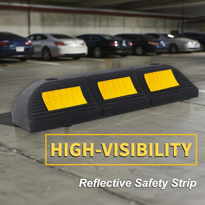 Parking Stopper for Garage Floor, Heavy Duty Rubber Car Wheel Curb Stoppers (...