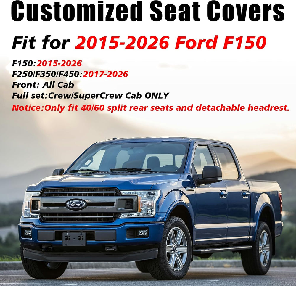 Coverado Leather Seat Covers Full Set for Ford F150F250F350F450(2015-2026)Wat...