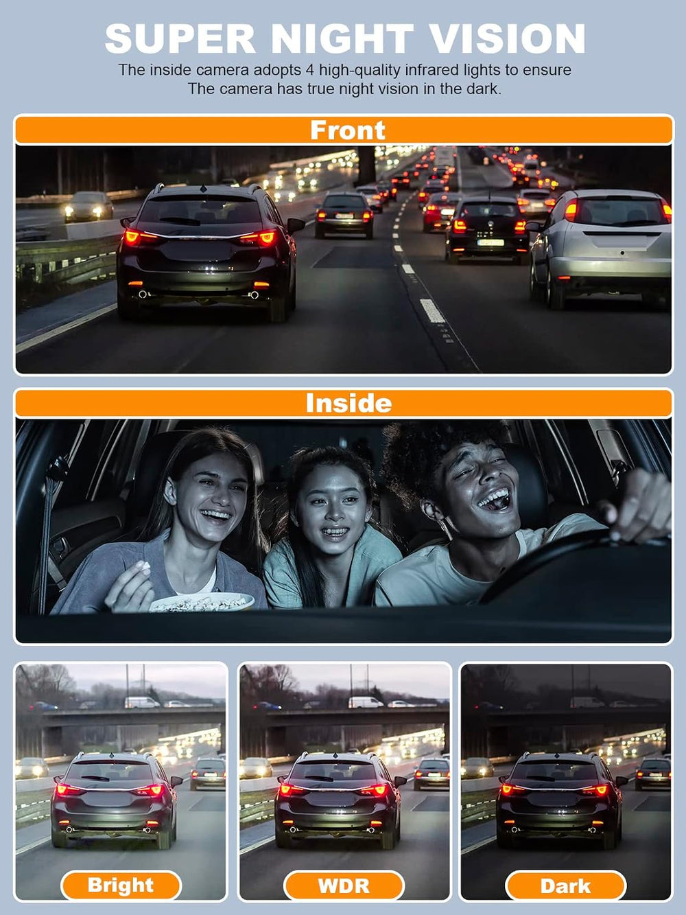 PRUVEEO 360 Degree View 4 Channel Dash Cam Front and Rear Inside Left Right, ...