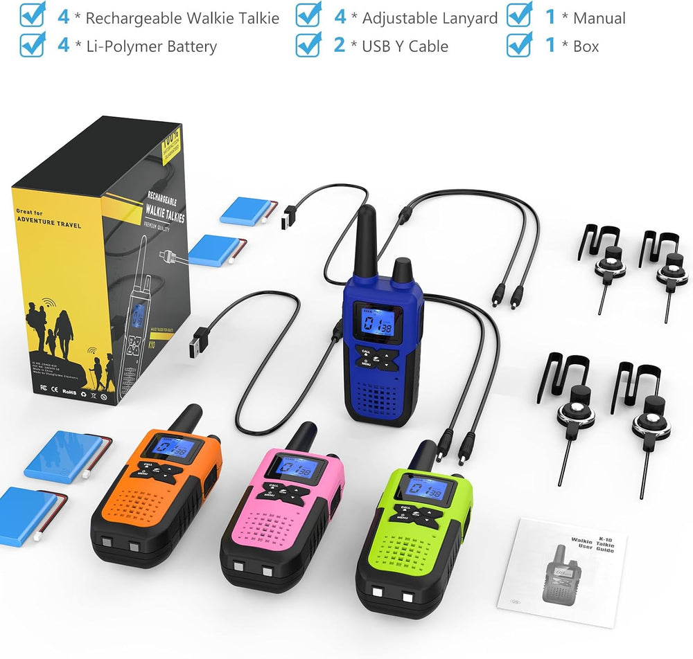 Topsung Walkie Talkies Long Range FRS IVOX NOAA 1800mAh ‌Li-Po Rechargeable