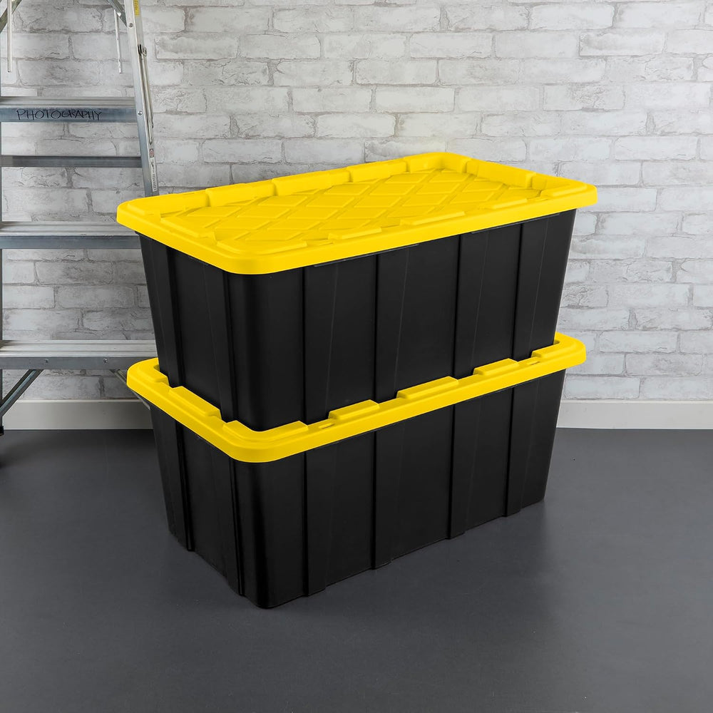 Sterilite Industrial Storage Tote with Lids for Garage, 38 Gallon, 4-Pack