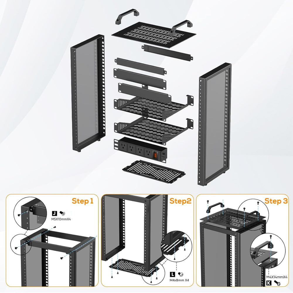 10Inch Mini Server Rack,9U Network Rack with Rack PDU Power