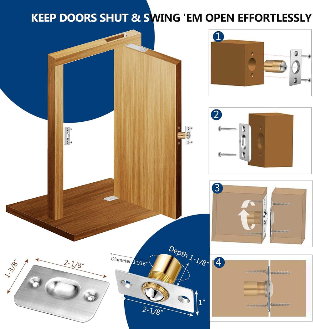 1 Pack | Heavy Duty Pivot Hinge Set with Door Ball Catch for Wood Door - HBL&...