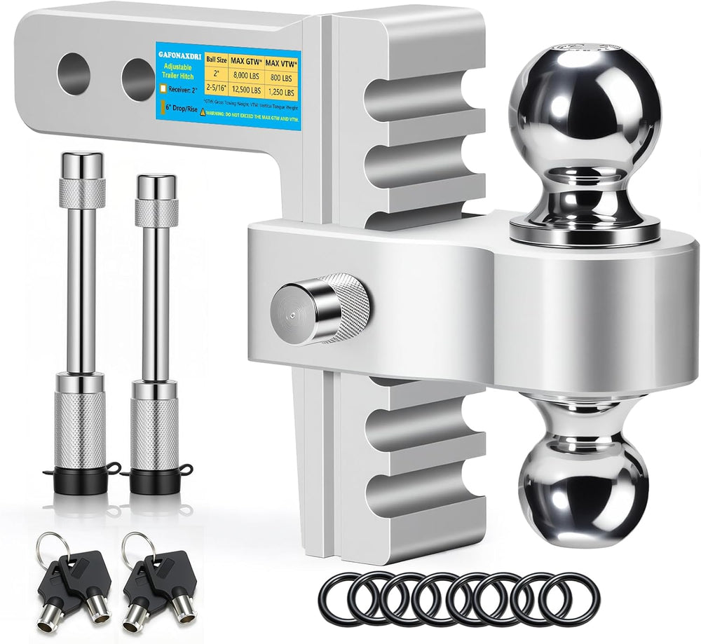 Aircraft Aluminum Adjustable Trailer Hitch for 2 Inch Receiver, Tow Dual Ball...