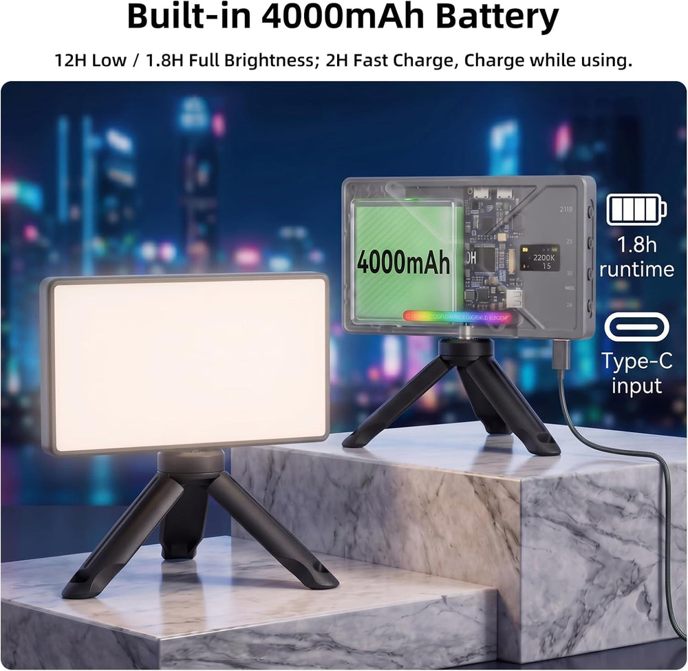 225 LED Portable Selfie Light, Video Conference Light, 4000mAh Rechargeable, ...