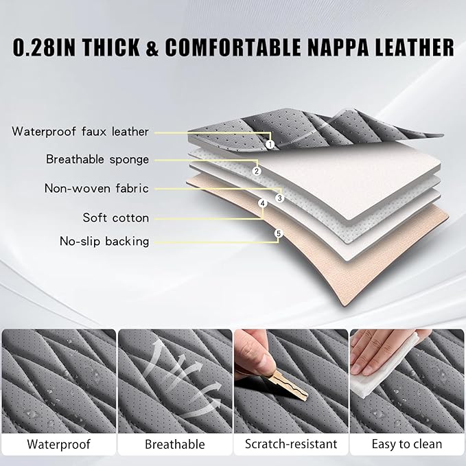 WELLDO Car Seat Covers Full Set, Faux Leather Seat Covers