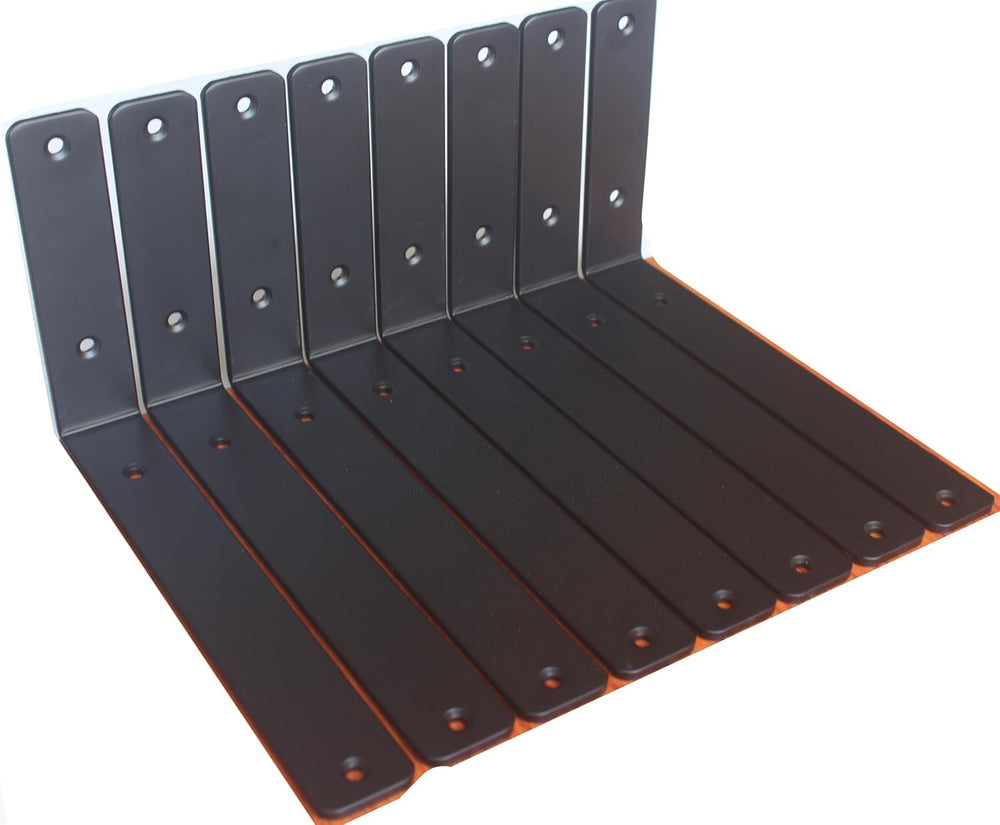 8 Pack - L 11" x H 6" x W1.5, 5mm Thick Black L Shelf Bracket, Iron...