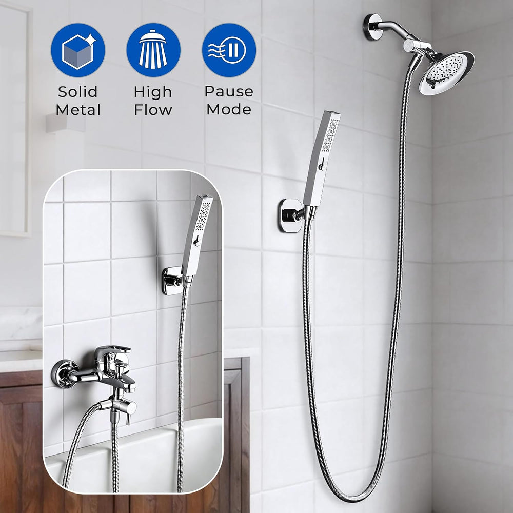 G-Promise All Metal High Flow Shower Diverter with Adhesive Holder(Chrome)