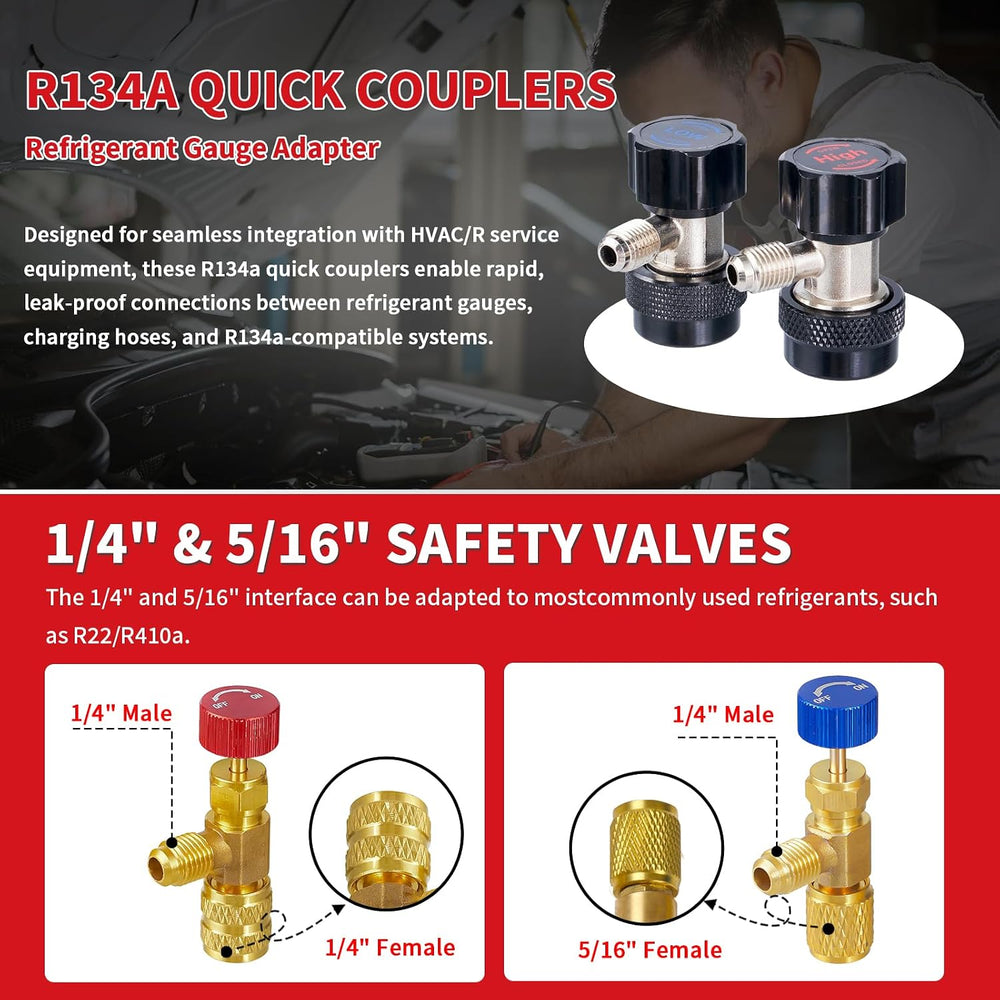 HVAC 4-Way Manifold Gauge Set for R22/R410a/R134a Refrigerant