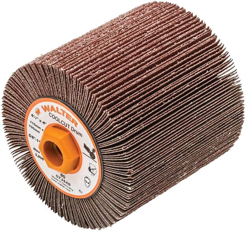 Walter 07J448 COOLCUT Linear Finishing Flap Abrasive Drum - 80 Grit, 4-1/4 in...