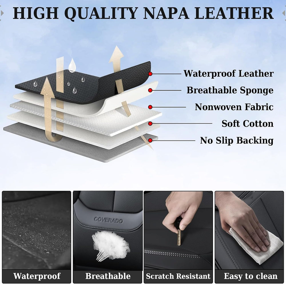 Coverado Seat Covers Full Set, Black Seat Covers for Cars 5 Seats, Car Seat P...