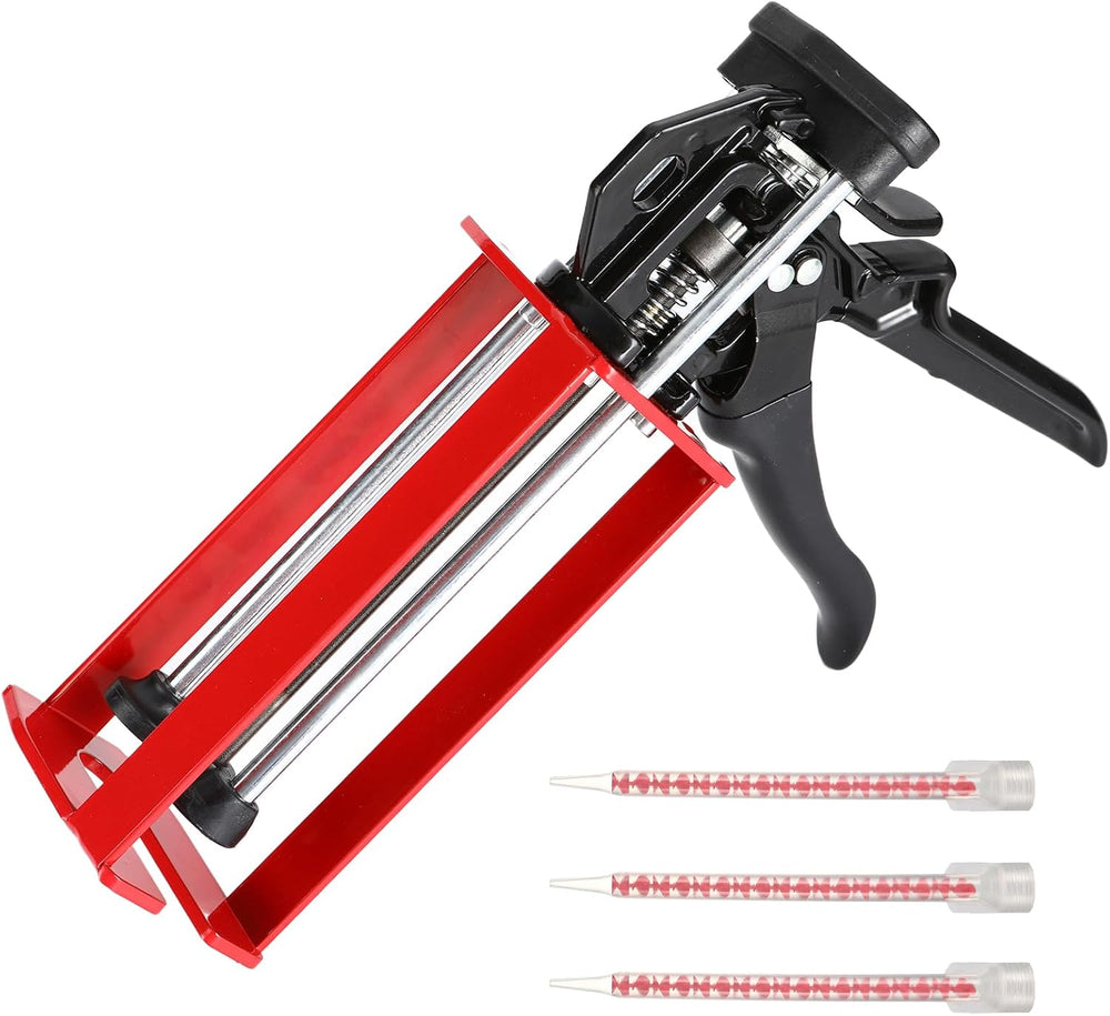 Dual Caulking Gun,Epoxy Gun for 200 ml(6.75 fl oz,1:1 or 2:1 Mix Ratio),Red