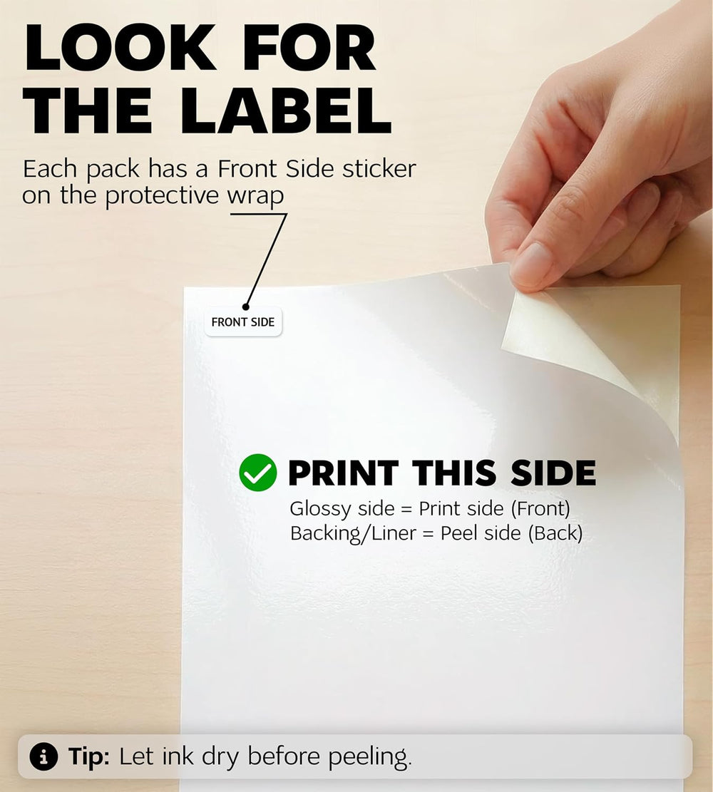 Premium Printable Vinyl Sticker Paper for Inkjet Printer and Laser - 100 Whit...