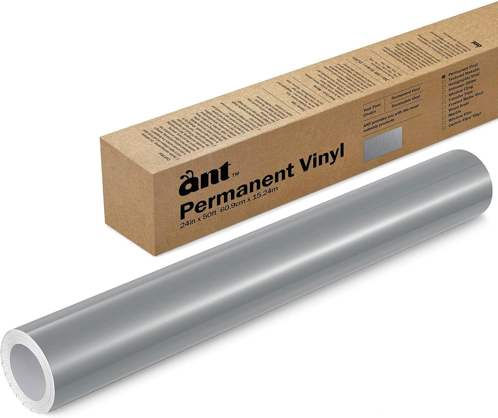 ANT Silver, 24" x 50’, Permanent Vinyl Roll, Adhesive Vinyl Roll, for DI...