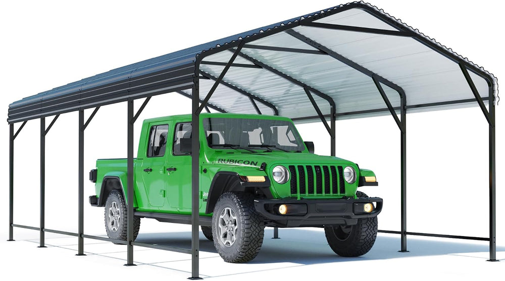 Polar Aurora 12x20 FT Metal Carport, Car Port with Enhanced Base