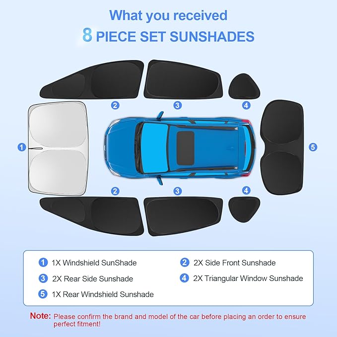 8pcs Car Window Shades for Subaru Crosstrek 2018-2023 Accessories, Windshield