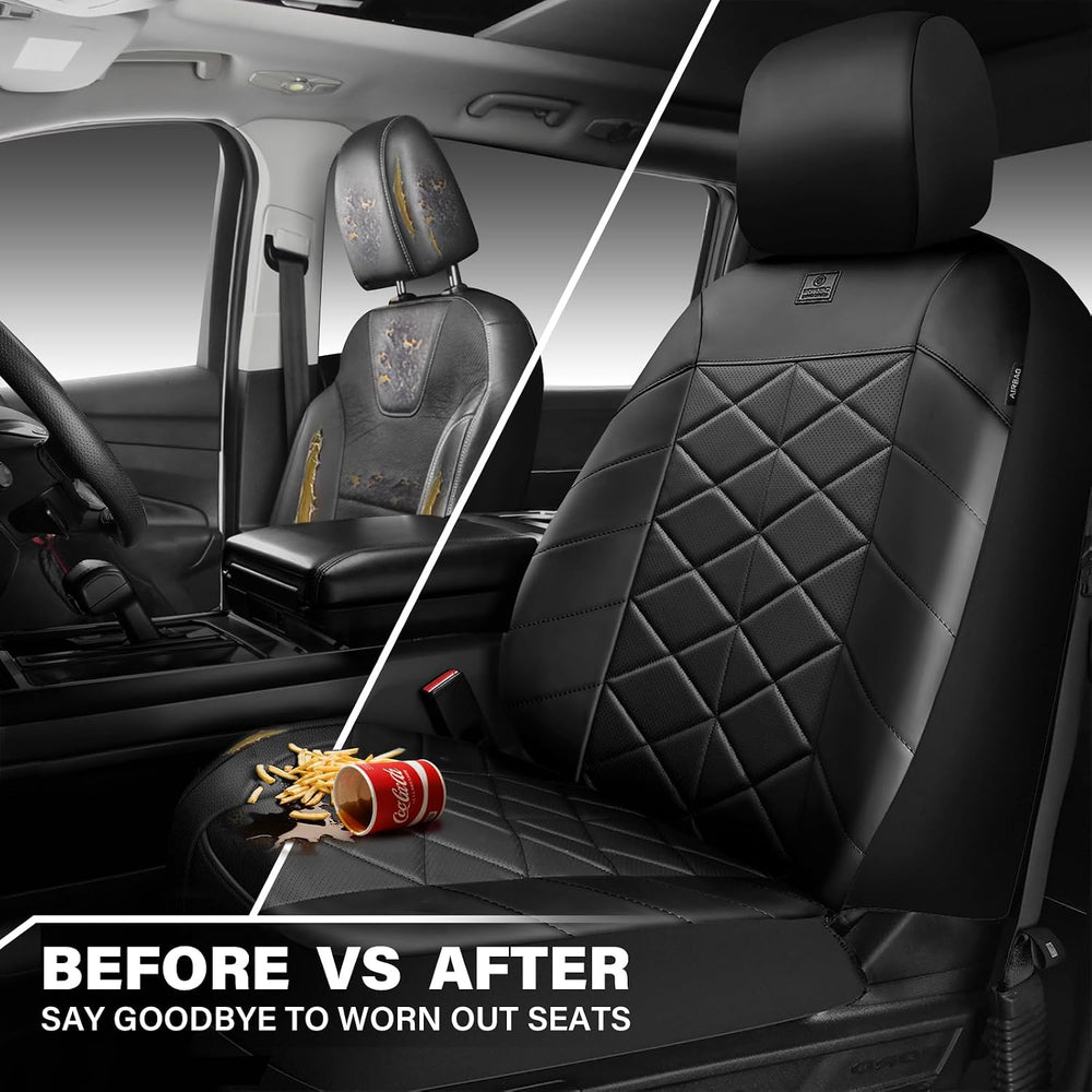 CAR PASS Luxury Memory Foam Leather Front Seat Covers, Breathable Perforated ...