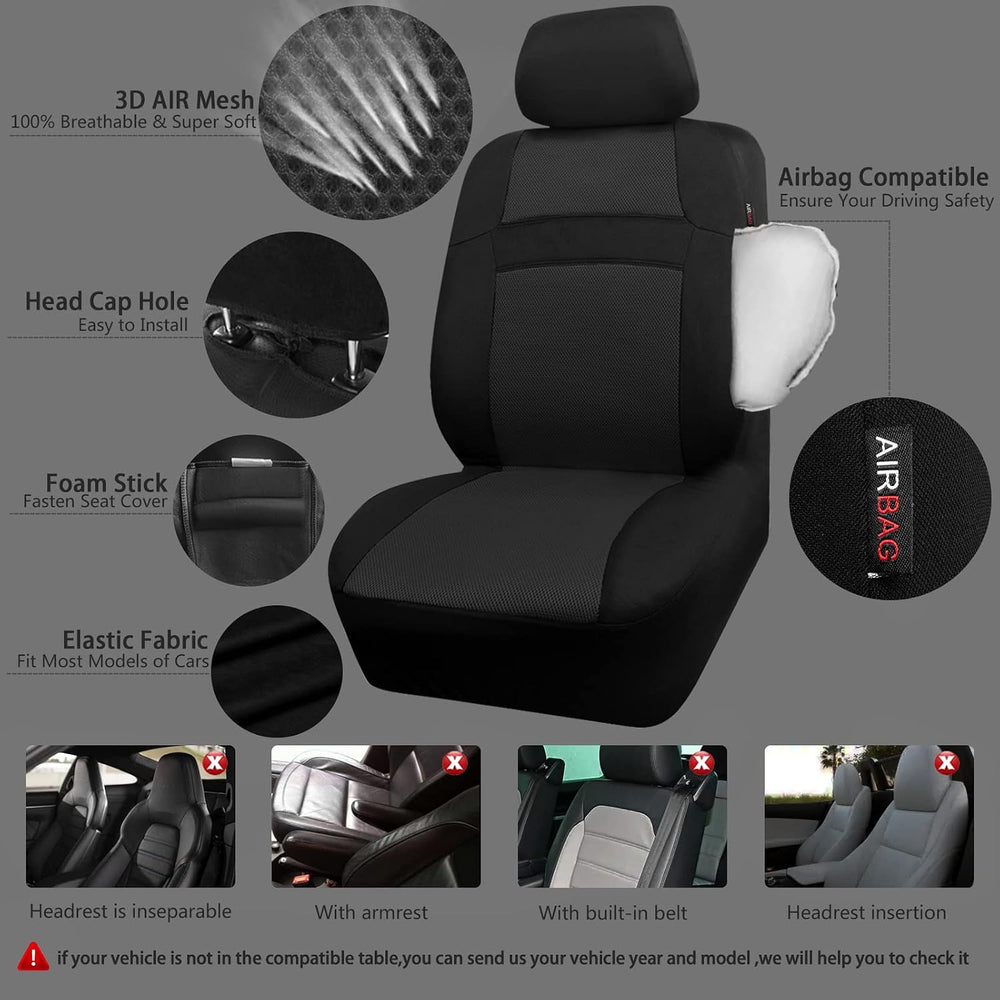 CAR PASS 3D Air Mesh Car Seat Covers Full Sets w/5mm Sponge, 4Pcs Waterproof ...