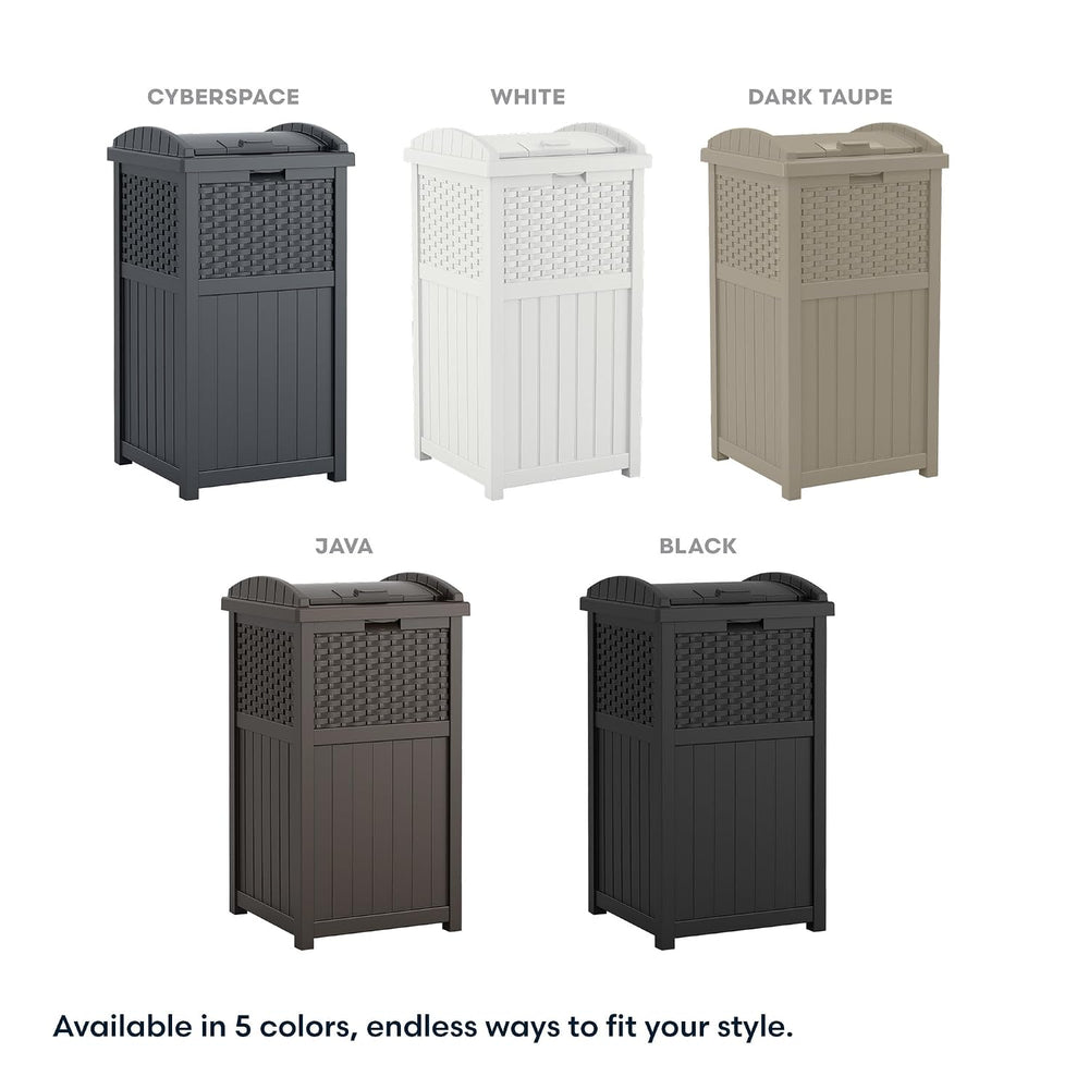 Suncast 33 Gallon Commercial Outdoor Trashcan Hideaway with Lid for 30 to 33 ...