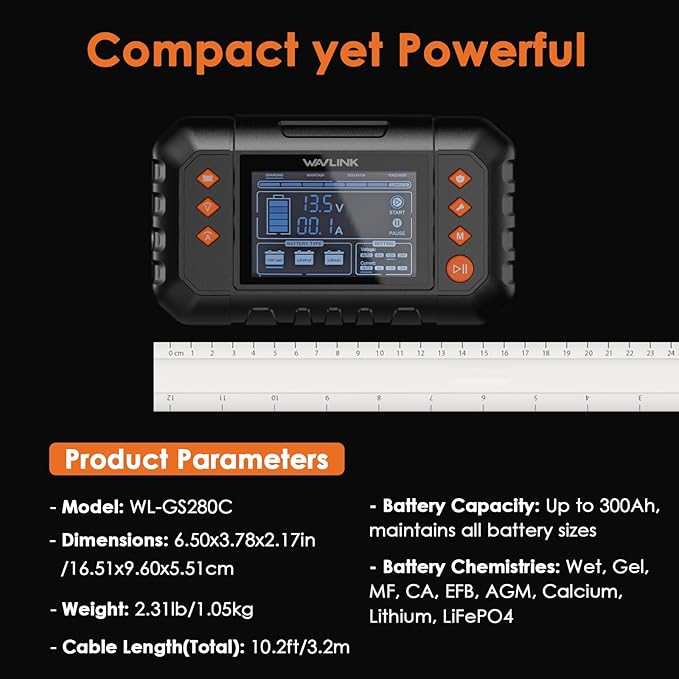 WAVLINK Smart Battery Charger, Car Battery Charger