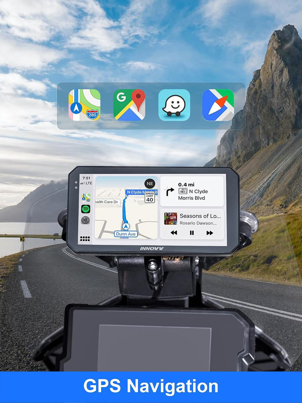 INNOVV N2 Motorcycle CarPlay & Android Auto, 6" Gloved Touch Screen ...