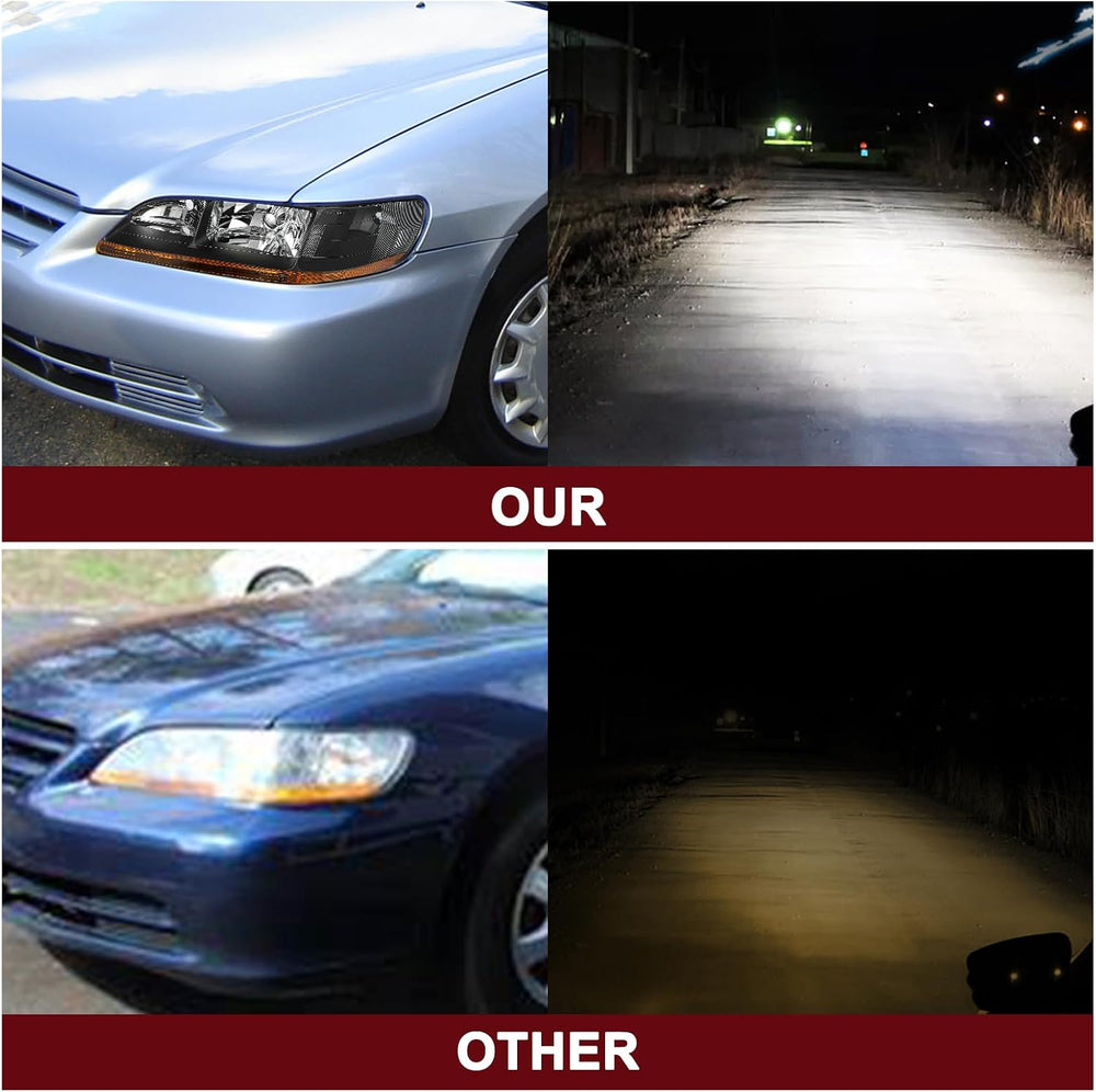 JSBOYAT Headlight Assembly Replacement for 1998-2002 Honda Accord Black Housi...