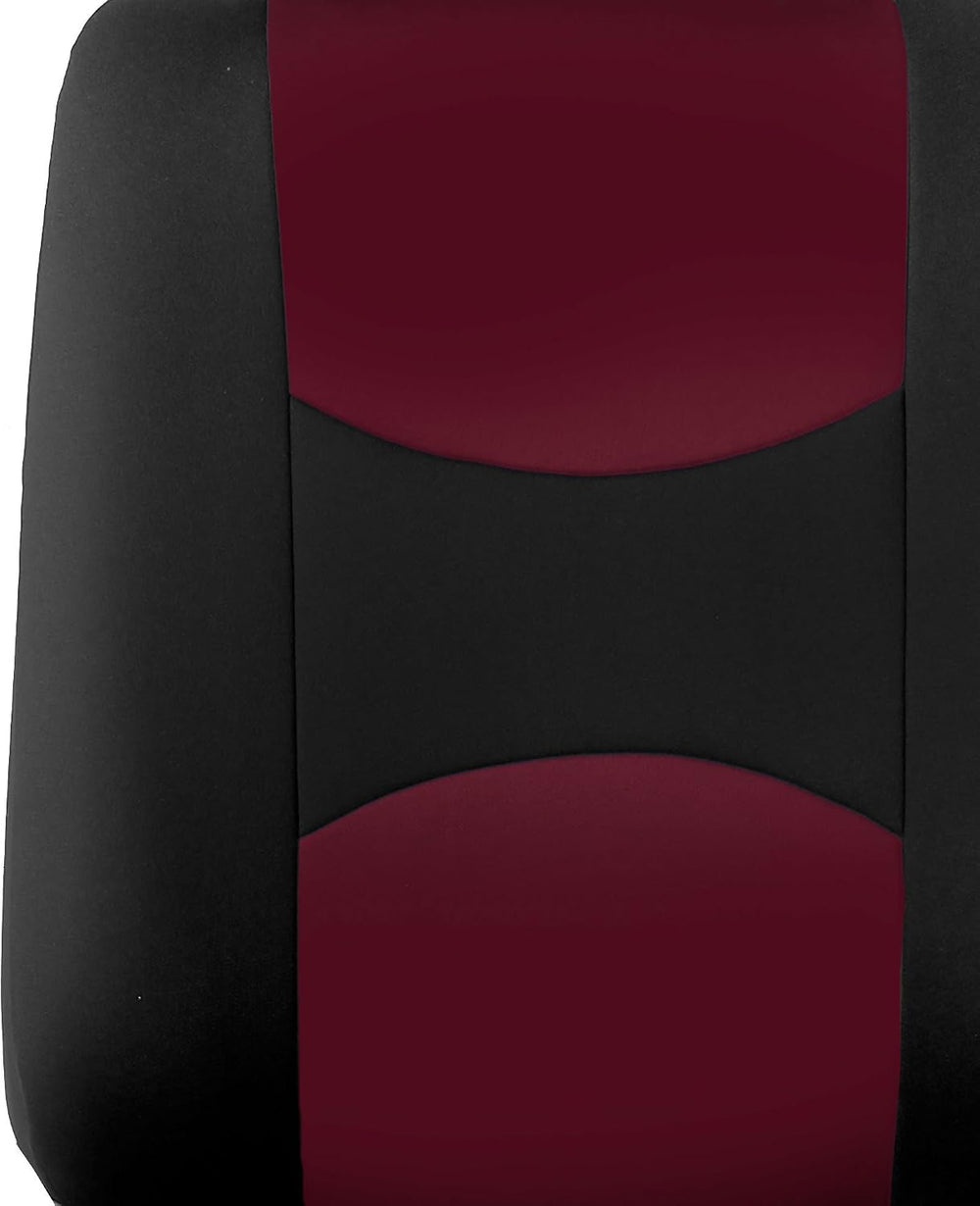 FH Group Flat Cloth Seat Covers Front Seat and Solid Rear Bench Full Set with...