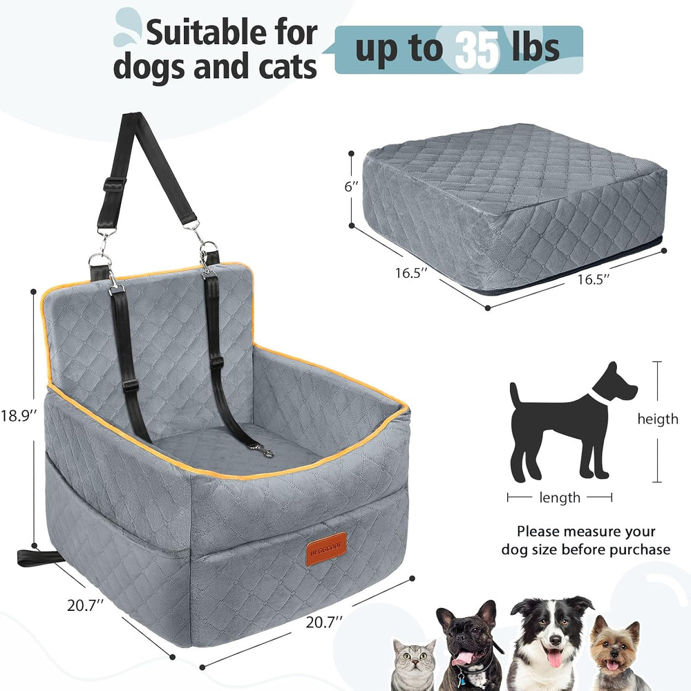 Dog Car Seat for Small Medium Dogs, Memory Foam Puppy Dog Booster Seat with T...