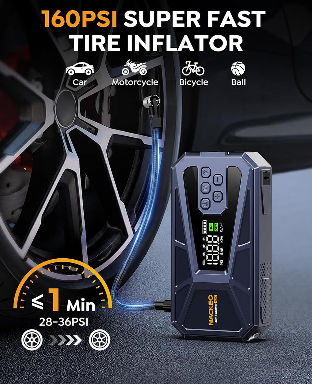 Car Battery Jump Starter with Air Compressor 8000A 160PSI, Car Jumper Starter...