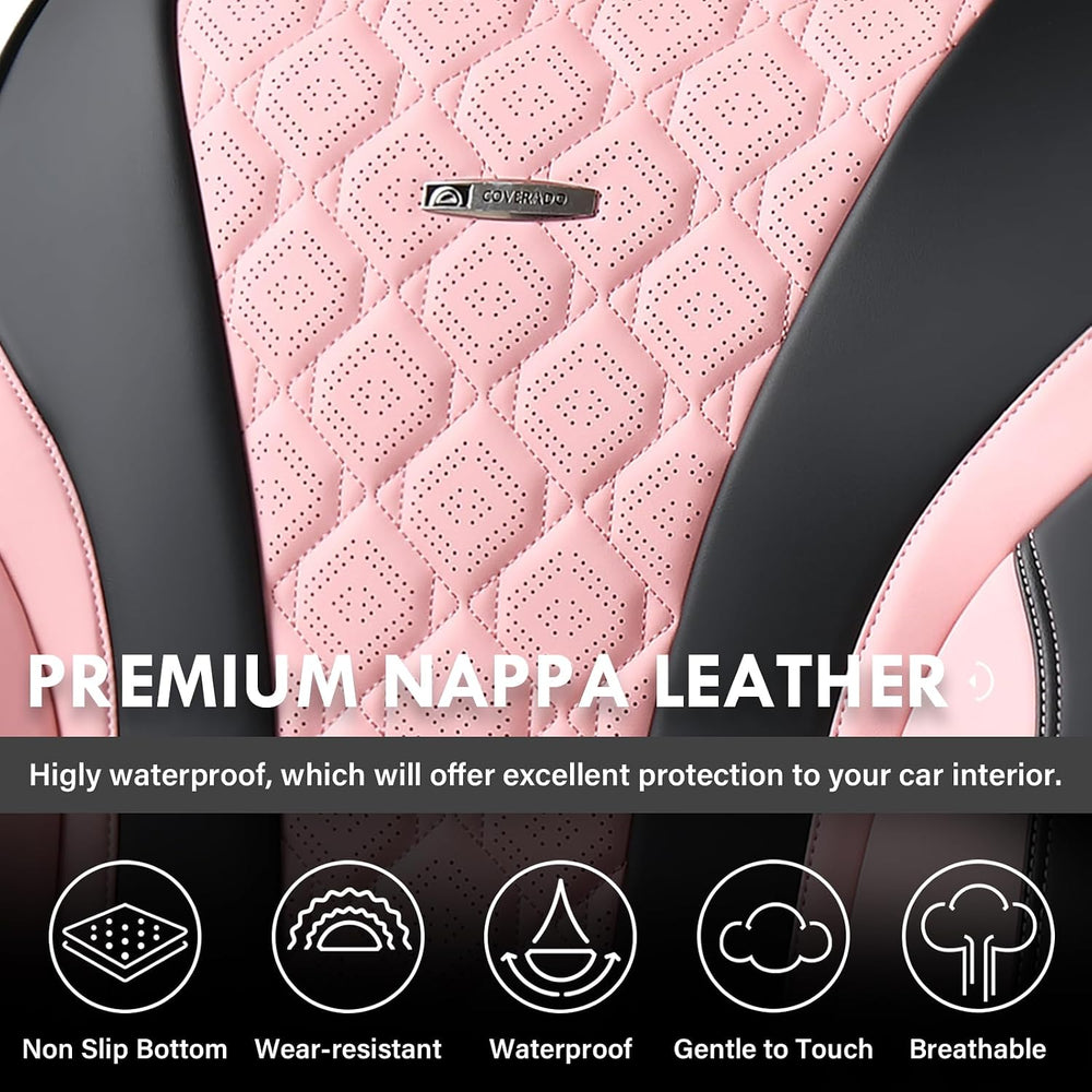 Coverado Seat Covers, Car Seat Covers Front Seats, Perforated Diamond Leather...