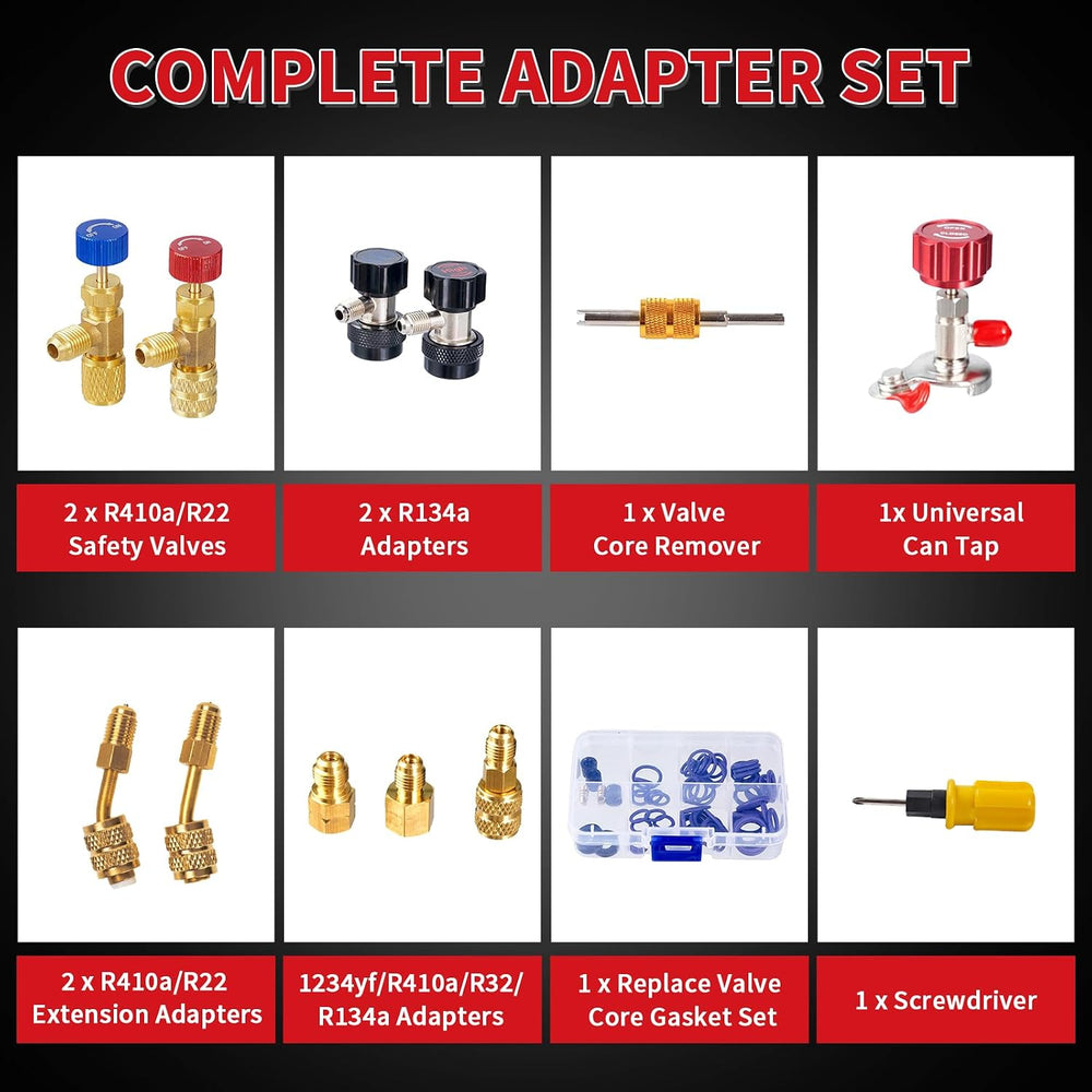 HVAC 4-Way Manifold Gauge Set for R22/R410a/R134a Refrigerant