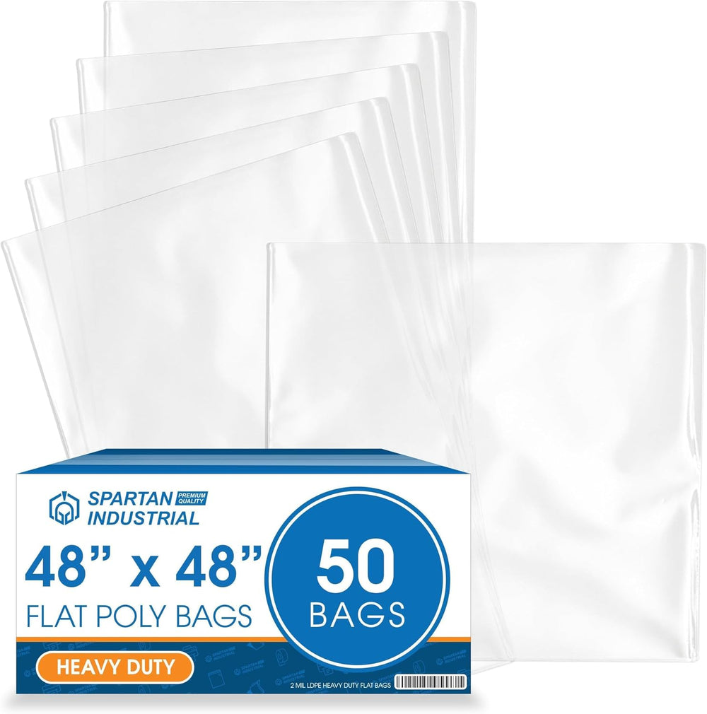 48" X 48" Open-End Flat Poly Bags (50 Count) - 2 Mil Clear Plastic ...