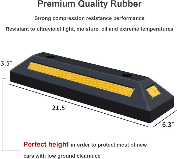 2 Pack Rubber Parking Guide Blocks Heavy Duty Wheel Stop Stoppers