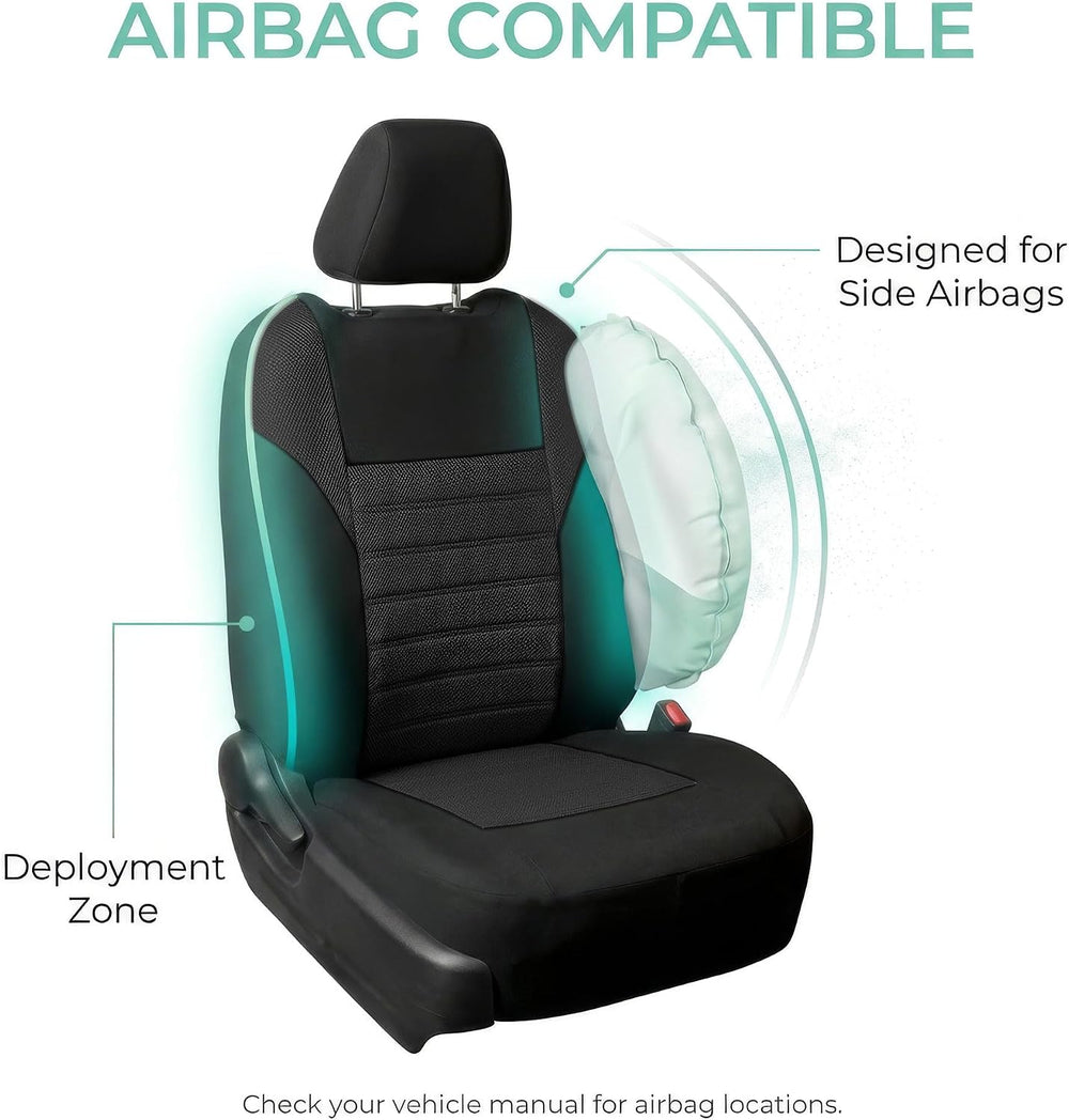 FH Group Automotive Car Seat Covers Full Set Premium 3D Air Mesh Front Seat C...