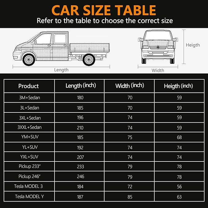 Pickup Truck Cover Waterproof All Weather, Outdoor Sun UV Rain Pickup Protection