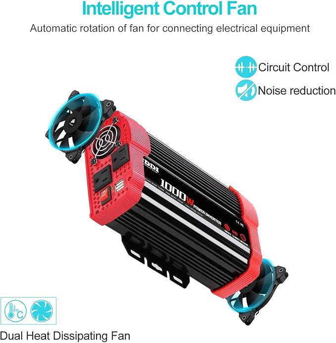 1000W Car Power Inverter, DC 12V to AC 110V Car Inverter