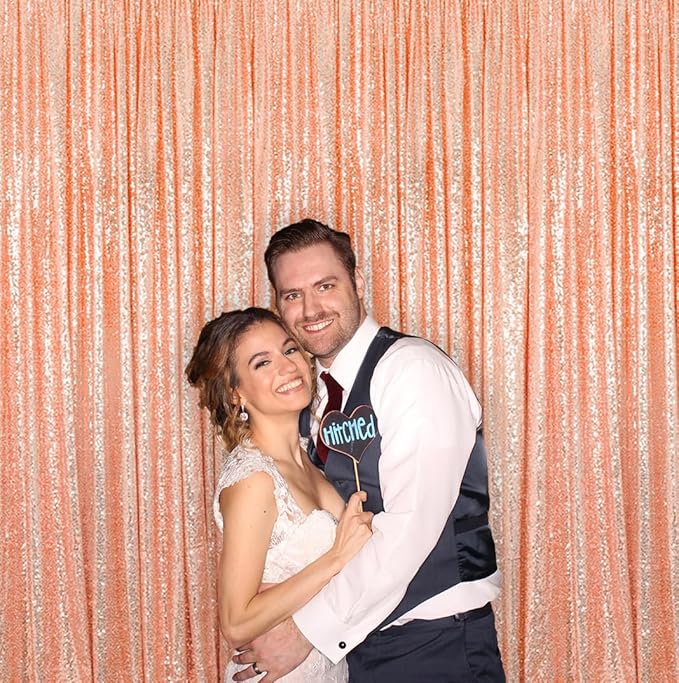 ShinyBeauty Rose Gold Backdrop Curtain 10ft Sequin Backdrop-Curtain 4 Panels ...