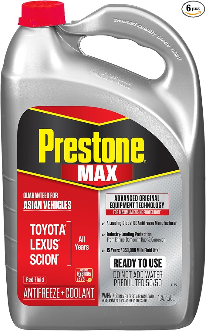Prestone AF6210 MAX Asian Vehicles Anti-Freeze and Coolant, 1 Gallon (Pack of 6)