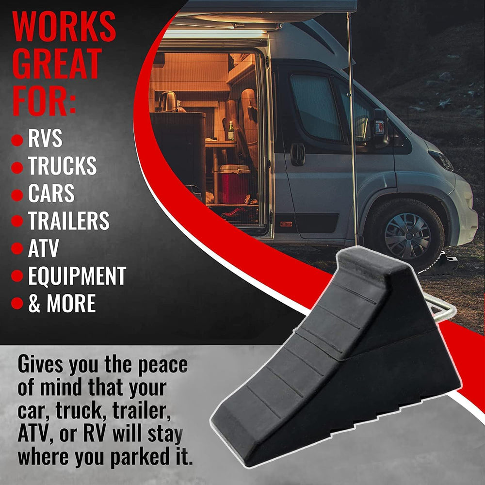 AFA Tooling - Heavy Duty Rubber Wheel Chocks w/Steel Tie Off Handles - RV Whe...