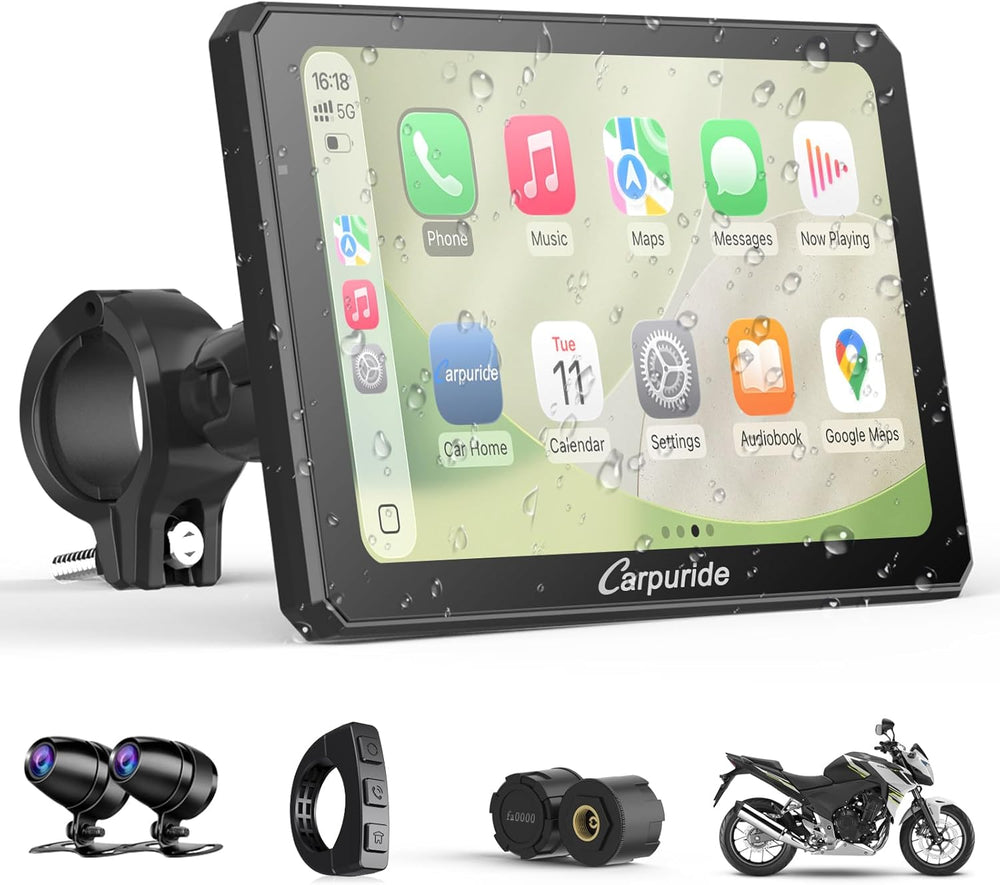 Carpuride W712DT 7" for Motorcycle CarPlay & A-Auto & TPMS &...