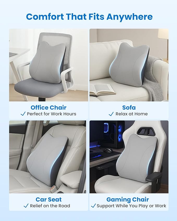 COMFIER Lumbar Support Pillow for Office Chair, Heated Back Support Pillow