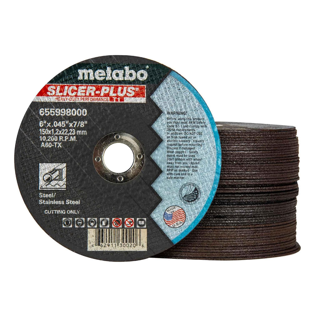 Metabo 655998000 50-Pack | 6-inch Slicer Plus Cutting Wheel | Type 1 | 6&quot...