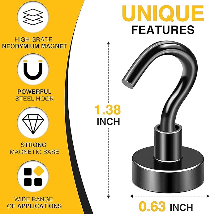 DIYMAG Magnetic Hooks, 30Lbs Strong Heavy Duty Cruise Magnet S-Hooks (100pcs)