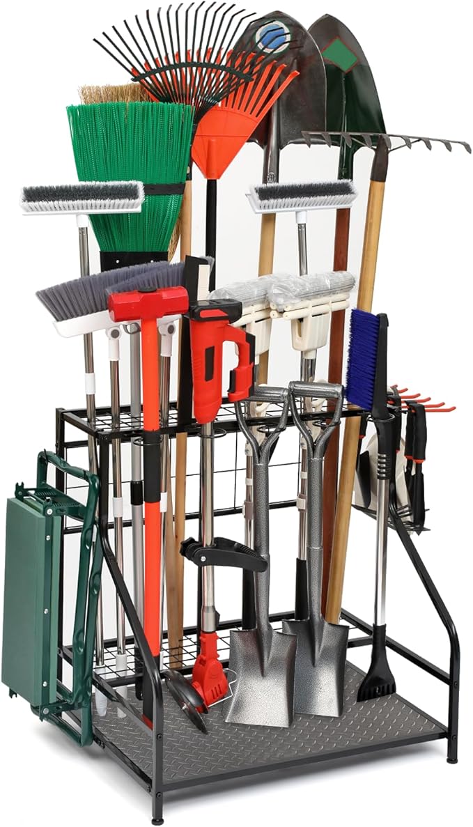 Garden Tool Organizer for Garage, Garden Tool Rack, Yard Tool Holder for Garage