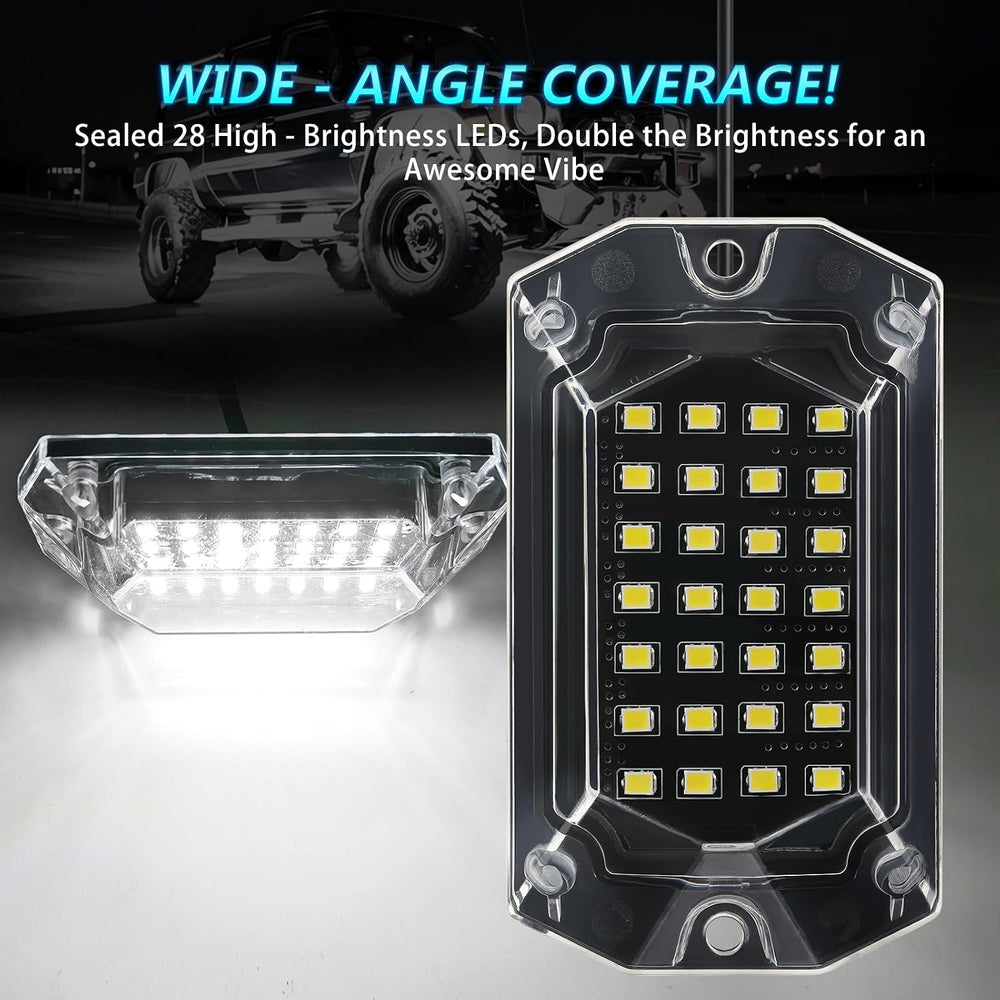 20Pods Full Angle All Pure White LED Rock Lights Full Kit Plug and Play &...