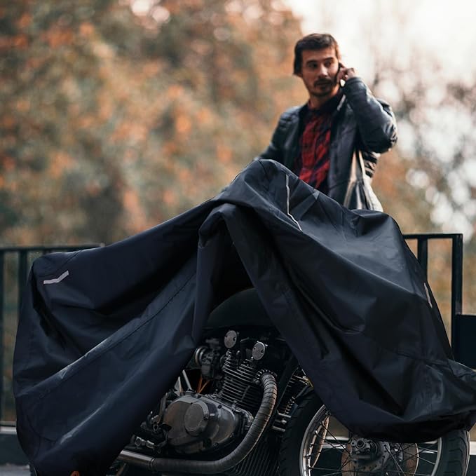 Motorbike Cover for Outside Storage, 300D Oxford Waterproof Motorcycle Scooter