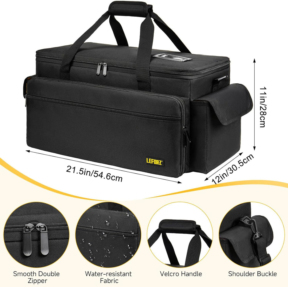 Large DJ Equipment Bag with 6 Detachable Dividers,DJ Cable File Bag with Lapt...