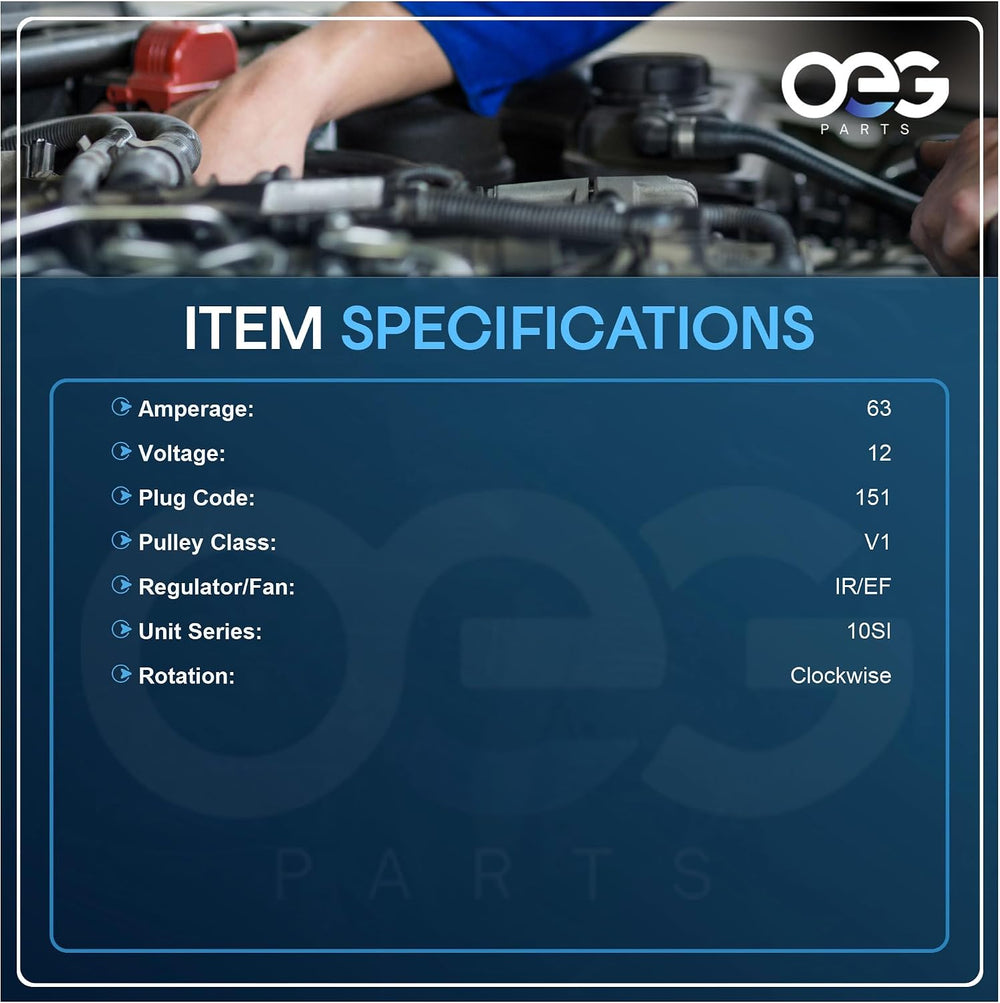 OEG Parts 63A 1-Wire 10SI Alternator Fits Chevrolet GMC Buick 1100125